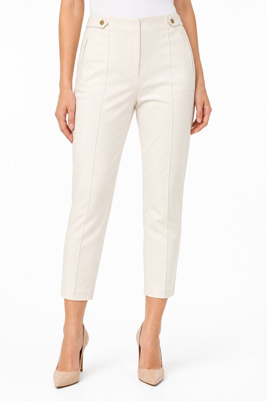 Donna Karan New York Women's Stretch Cotton Blend Ivory Cropped Pants Size 10